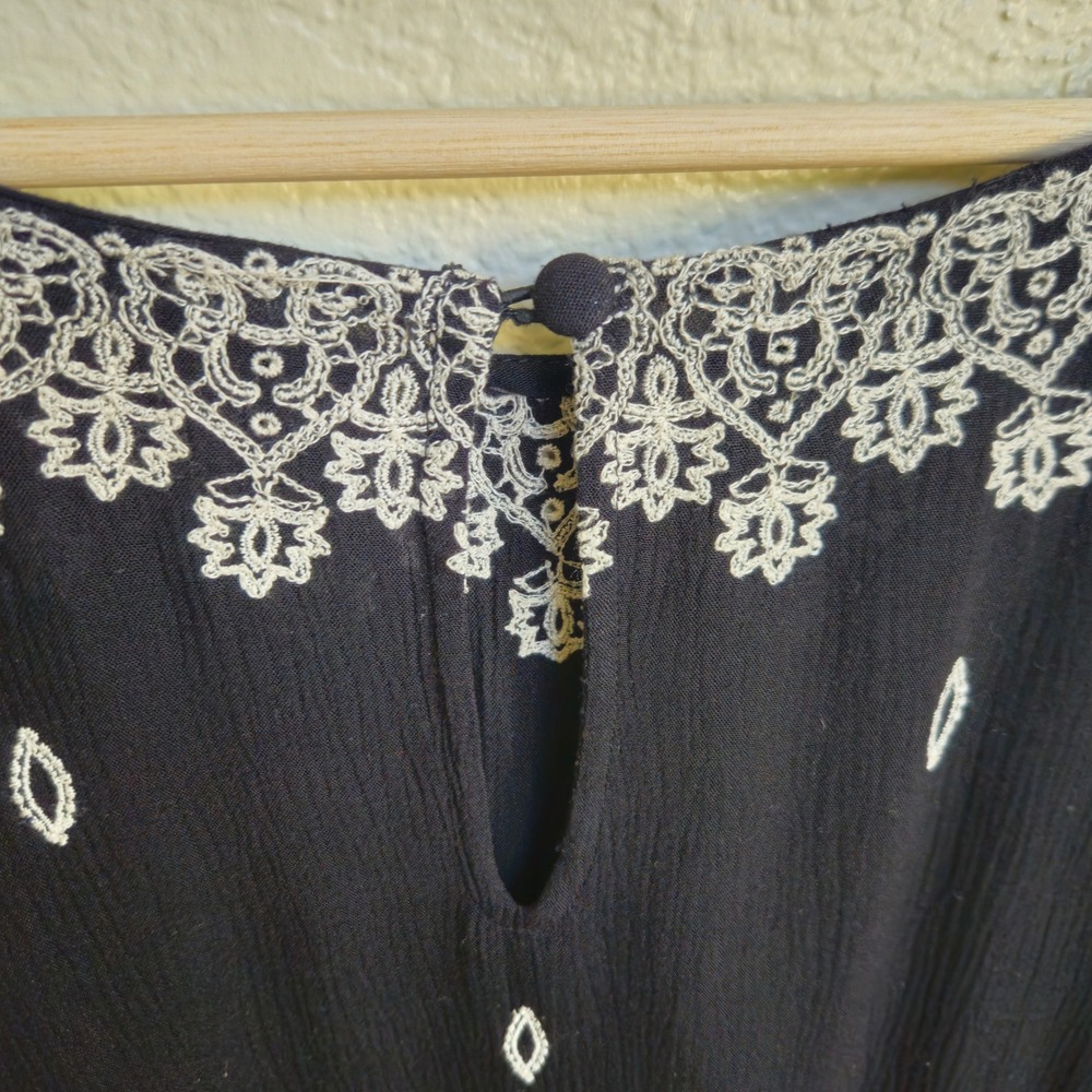 Sundance Palace Shift Dress Embroidered Eyelet Scallop Bell Boho Siz PM or Small - Picture 5 of 9